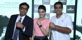 Brand Manager Tissot India, Manoj Subramanian, Actor Kriti Sanon and Manavjit Singh Sandhu