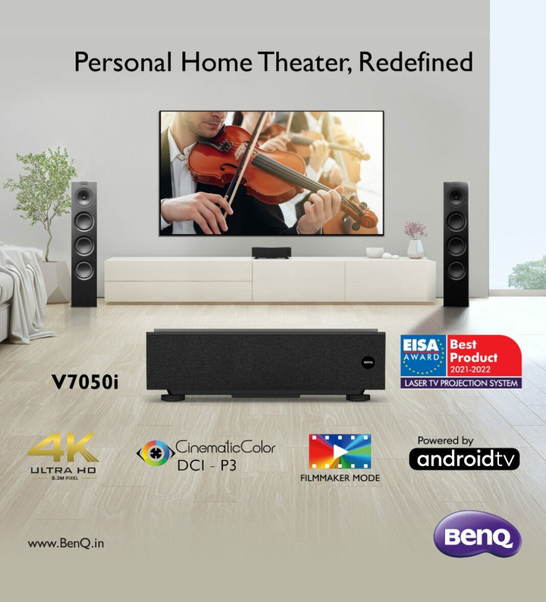 High Resolution Image BenQ launches their V7050i 4K Laser TV Projector in India